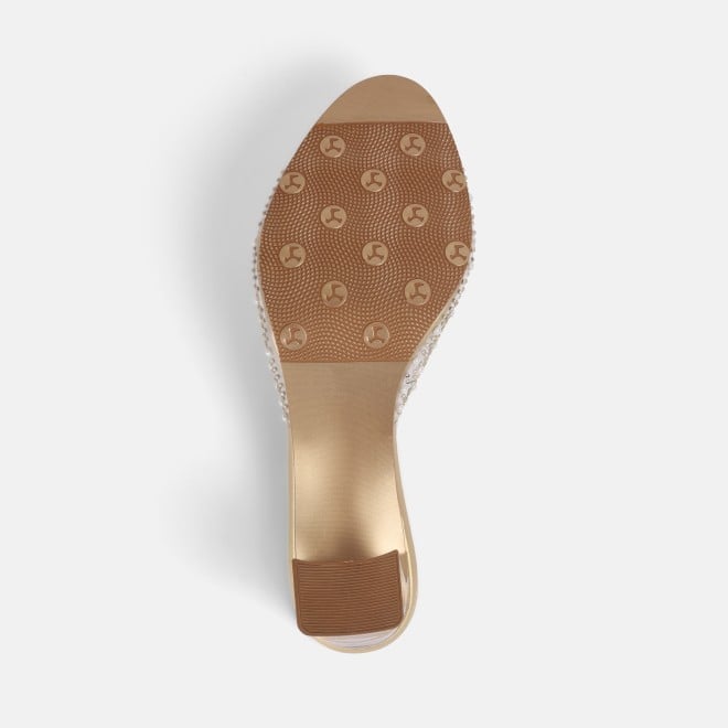 Mochi Women Gold Party Slip Ons (SKU: 40-338-15-36)