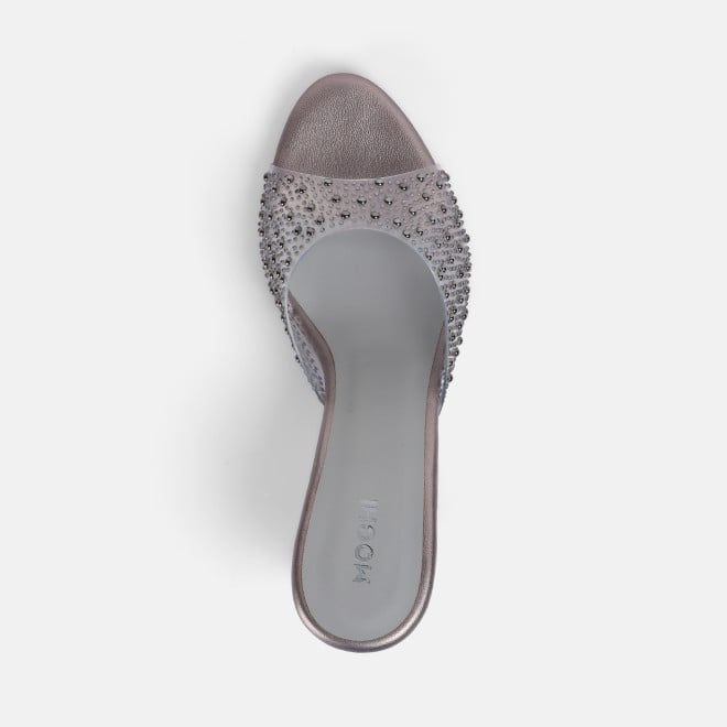 Mochi Women Gun-metal Party Slip Ons (SKU: 40-338-29-36)