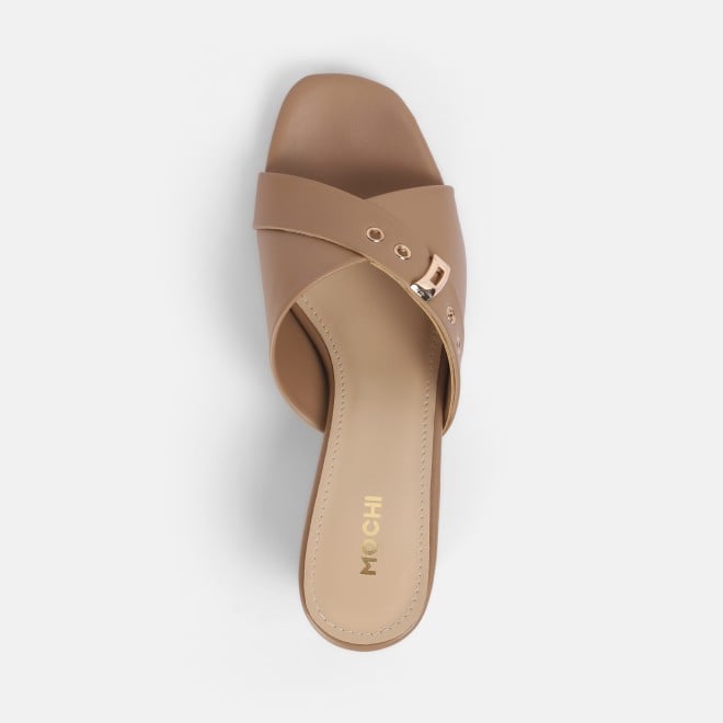 Mochi Women Tan Casual Slip Ons (SKU: 40-341-23-36)