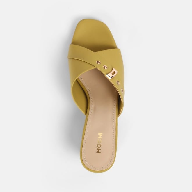 Mochi Women Yellow Casual Slip Ons (SKU: 40-341-33-37)