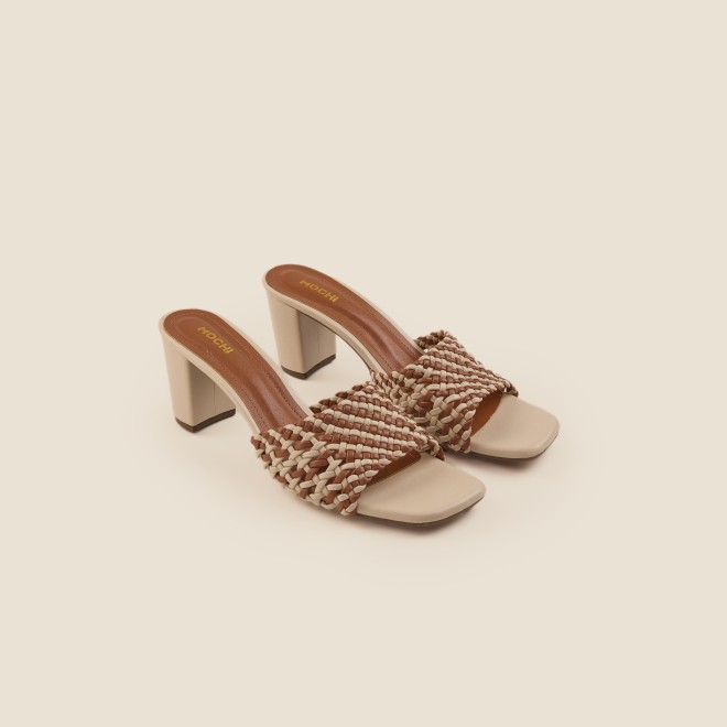 Mochi Women Beige Casual Slip Ons (SKU: 40-344-20-36)