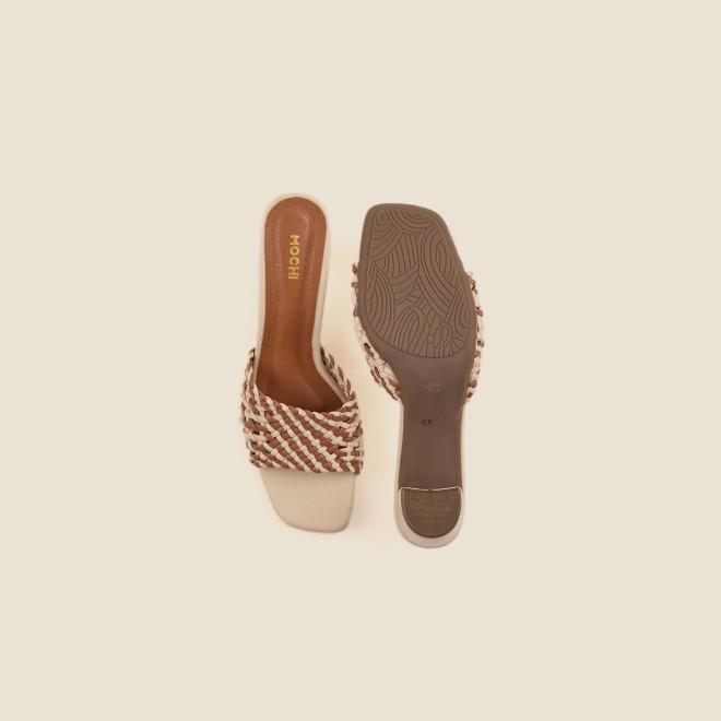 Mochi Women Beige Casual Slip Ons (SKU: 40-344-20-36)