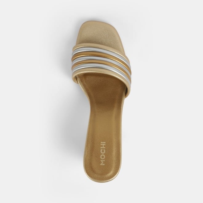 Mochi Women Gold Casual Slip Ons (SKU: 40-353-15-36)