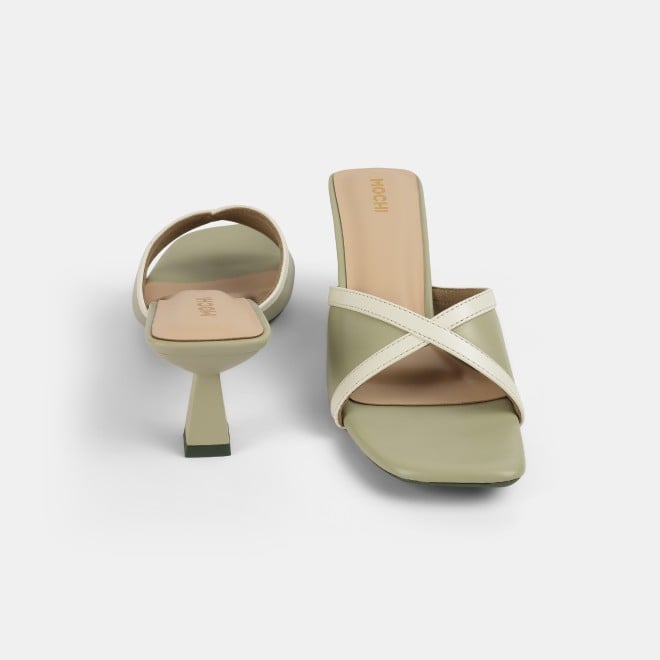 Mochi Women Olive Casual Slip Ons (SKU: 40-376-49-38)