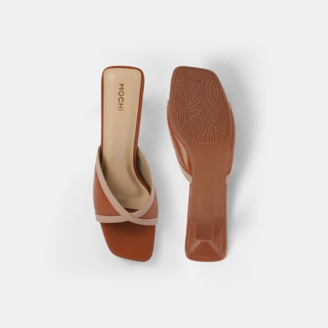 Mochi Women Tan Casual Slip Ons (SKU: 40-376-23-40)