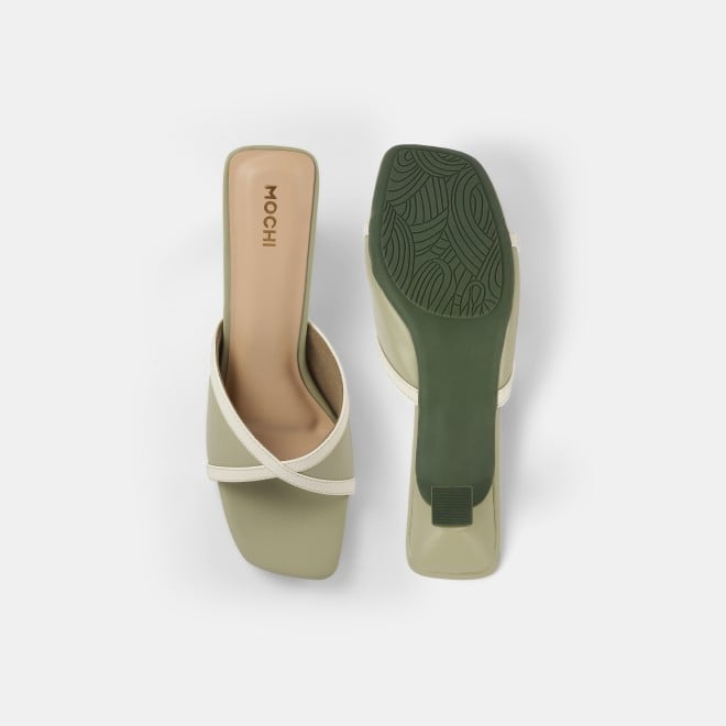 Mochi Women Olive Casual Slip Ons (SKU: 40-376-49-38)
