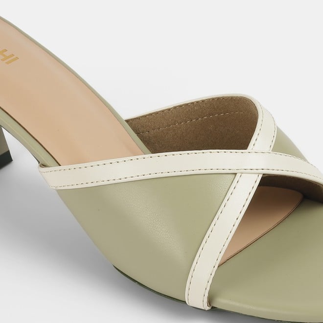 Mochi Women Olive Casual Slip Ons (SKU: 40-376-49-38)