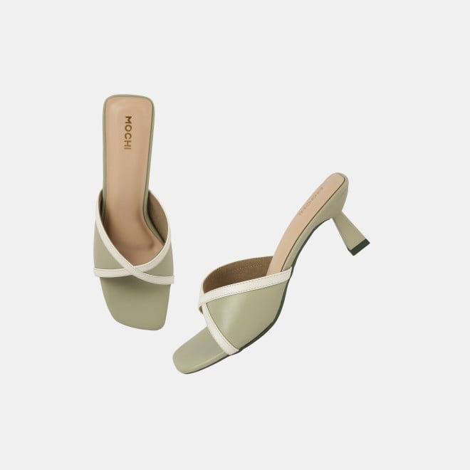 Mochi Women Olive Casual Slip Ons (SKU: 40-376-49-38)