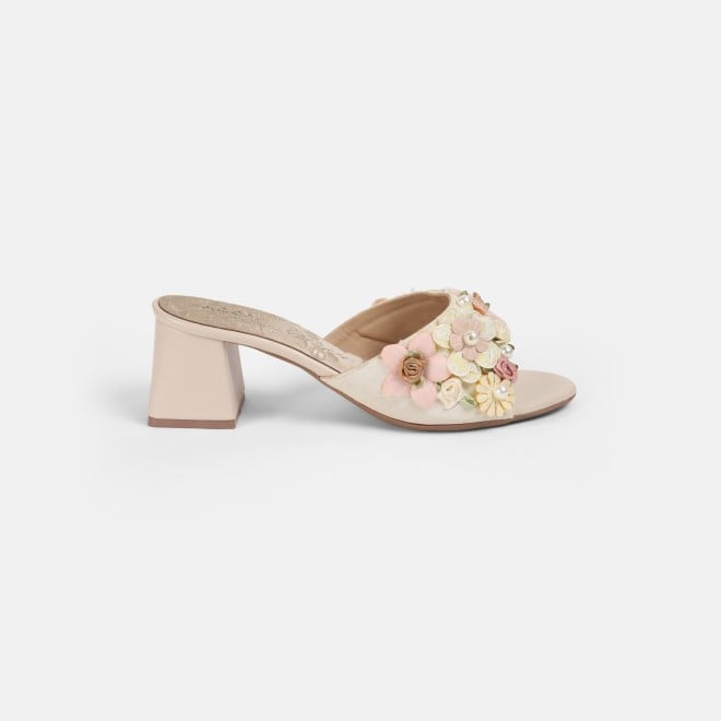 Mochi Women Beige Ethnic Slip Ons (SKU: 40-379-20-36)