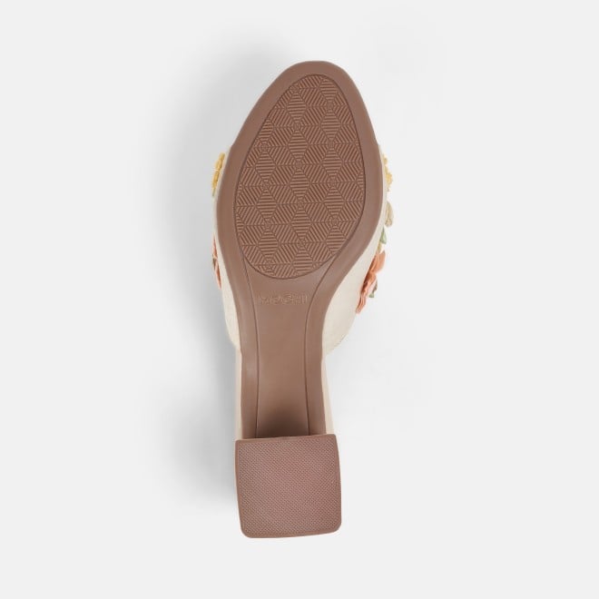 Mochi Women Beige Ethnic Slip Ons (SKU: 40-379-20-36)