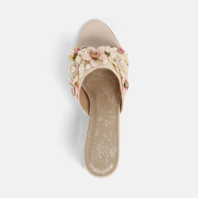 Mochi Women Beige Ethnic Slip Ons (SKU: 40-379-20-36)