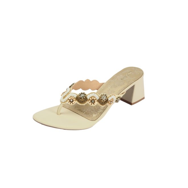 Mochi Women Beige Ethnic Slip Ons (SKU: 40-404-20-36)