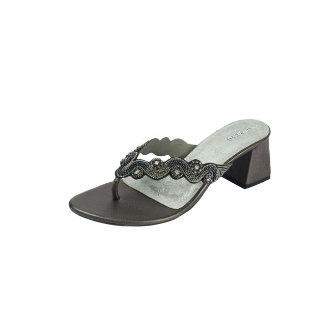 Mochi Women Gun-metal Ethnic Slip Ons (SKU: 40-404-29-37)