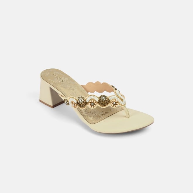 Mochi Women Beige Ethnic Slip Ons (SKU: 40-404-20-36)
