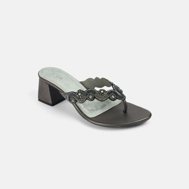 Mochi Women Gun-metal Ethnic Slip Ons (SKU: 40-404-29-37)