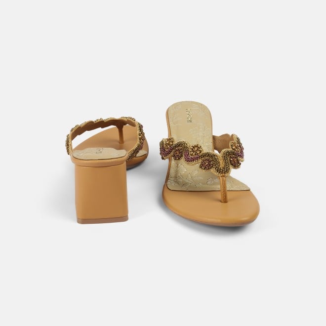 Mochi Women Antic-gold Ethnic Slip Ons (SKU: 40-404-28-36)
