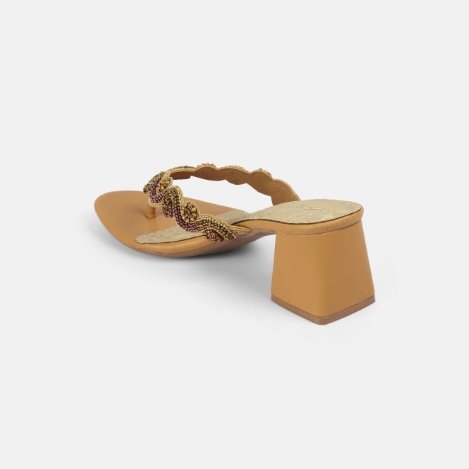 Mochi Women Antic-gold Ethnic Slip Ons (SKU: 40-404-28-36)