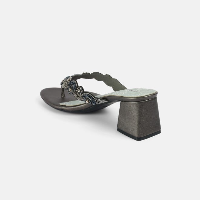 Mochi Women Gun-metal Ethnic Slip Ons (SKU: 40-404-29-37)