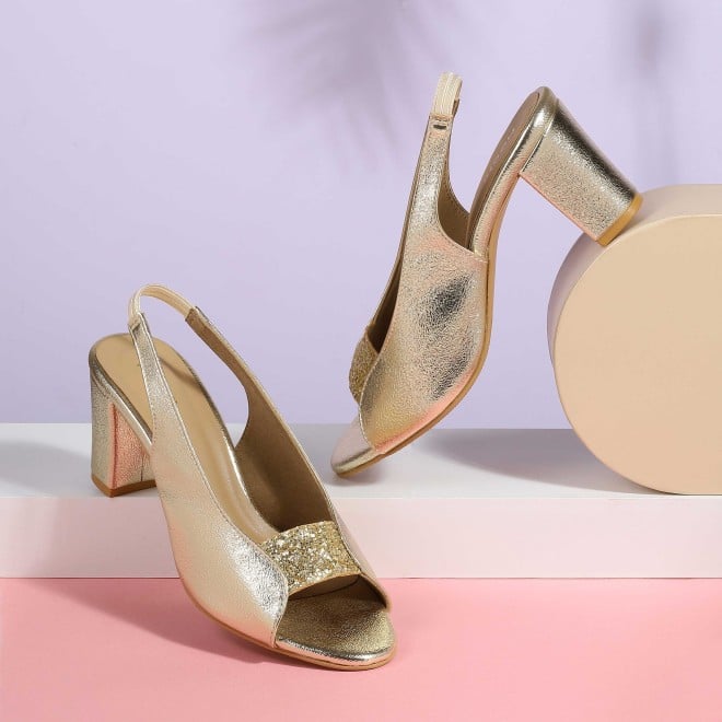 Mochi Women Gold Party Sandals