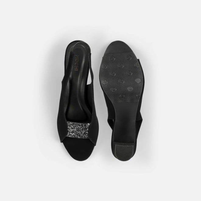 Mochi Women Black-suede Party Sandals (SKU: 40-424-34-36)