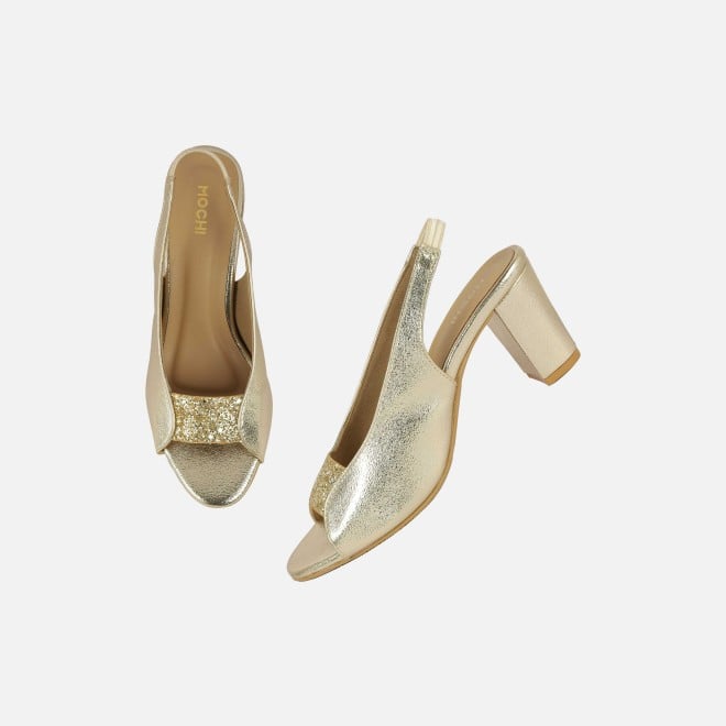 Mochi Women Gold Party Sandals (SKU: 40-424-15-37)