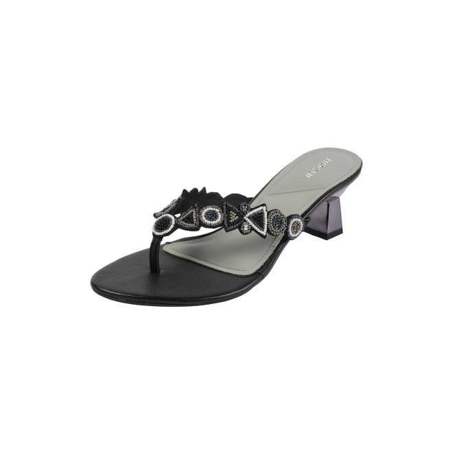 Mochi Women Black Ethnic Slip Ons (SKU: 40-434-11-37)