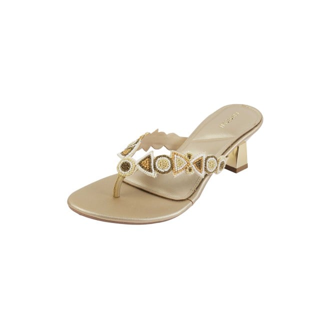 Mochi Women Gold Ethnic Slip Ons (SKU: 40-434-15-36)