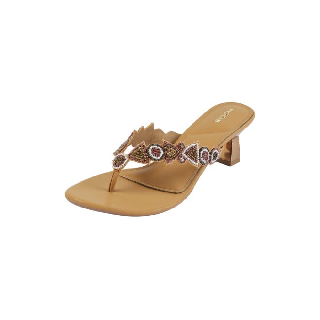 Mochi Women Beige Ethnic Slip Ons (SKU: 40-434-20-36)