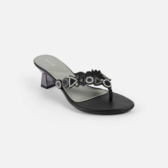 Mochi Women Black Ethnic Slip Ons (SKU: 40-434-11-37)