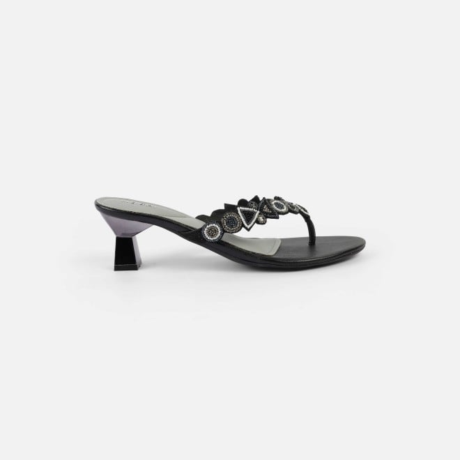 Mochi Women Black Ethnic Slip Ons (SKU: 40-434-11-37)