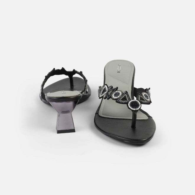 Mochi Women Black Ethnic Slip Ons (SKU: 40-434-11-37)
