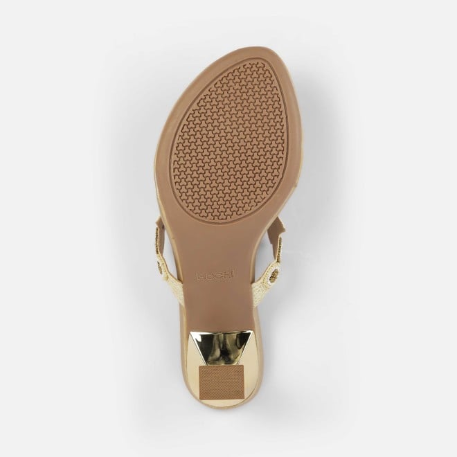 Mochi Women Gold Ethnic Slip Ons (SKU: 40-434-15-36)