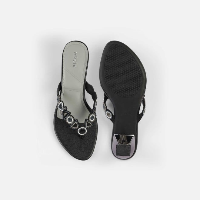 Mochi Women Black Ethnic Slip Ons (SKU: 40-434-11-37)