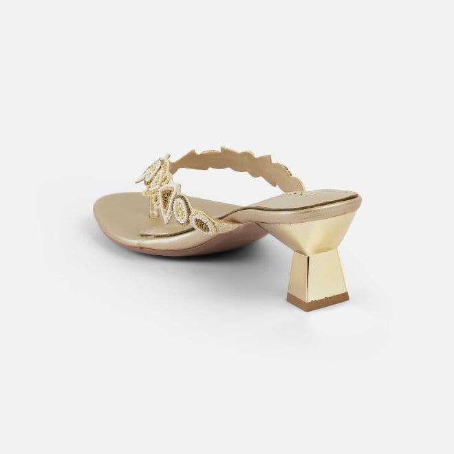 Mochi Women Gold Ethnic Slip Ons (SKU: 40-434-15-36)