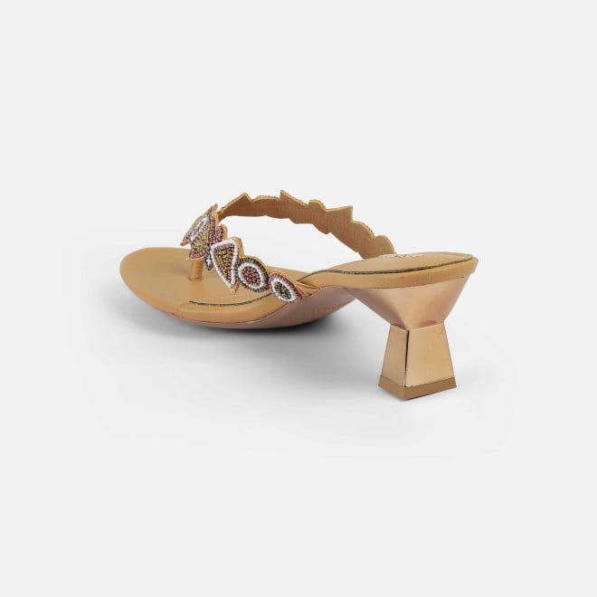 Mochi Women Beige Ethnic Slip Ons (SKU: 40-434-20-36)