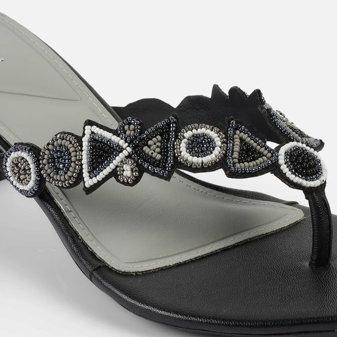 Mochi Women Black Ethnic Slip Ons (SKU: 40-434-11-37)