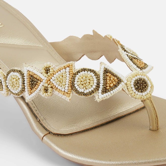 Mochi Women Gold Ethnic Slip Ons (SKU: 40-434-15-36)