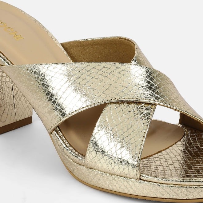 Mochi Women Gold Casual Slip Ons (SKU: 40-441-15-36)