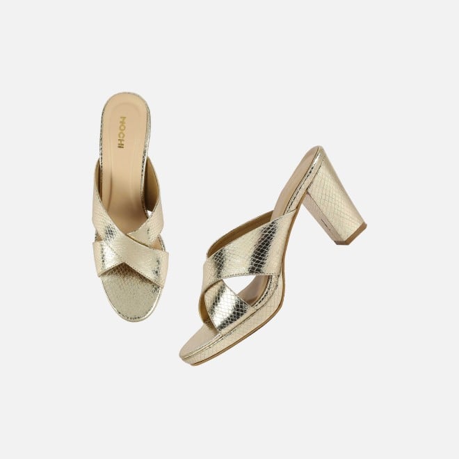 Mochi Women Gold Casual Slip Ons (SKU: 40-441-15-36)