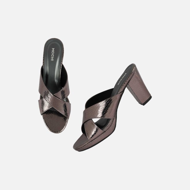 Mochi Women Gun-metal Casual Slip Ons (SKU: 40-441-29-36)