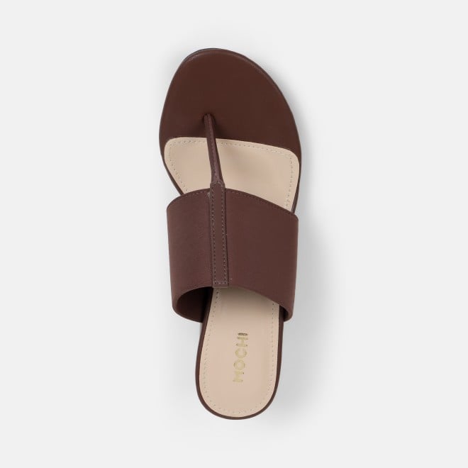 Mochi Women Brown Casual Slip Ons (SKU: 40-442-12-36)