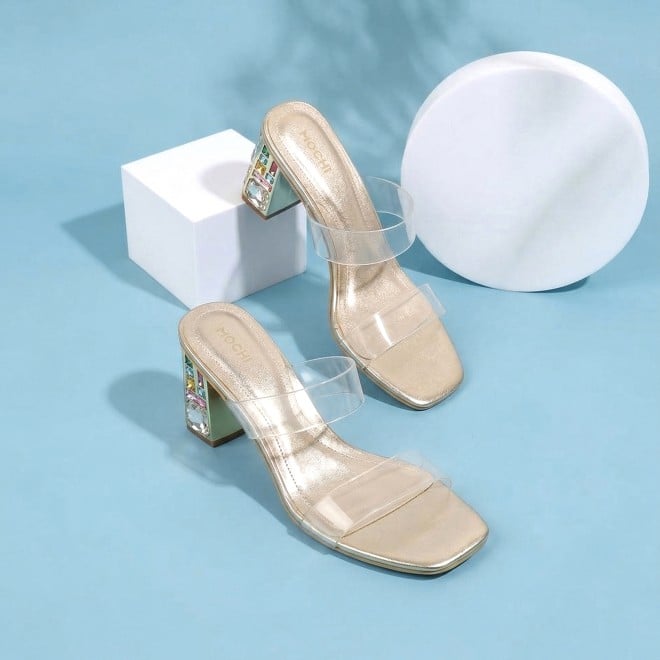 Mochi Women Gold Casual Slip Ons