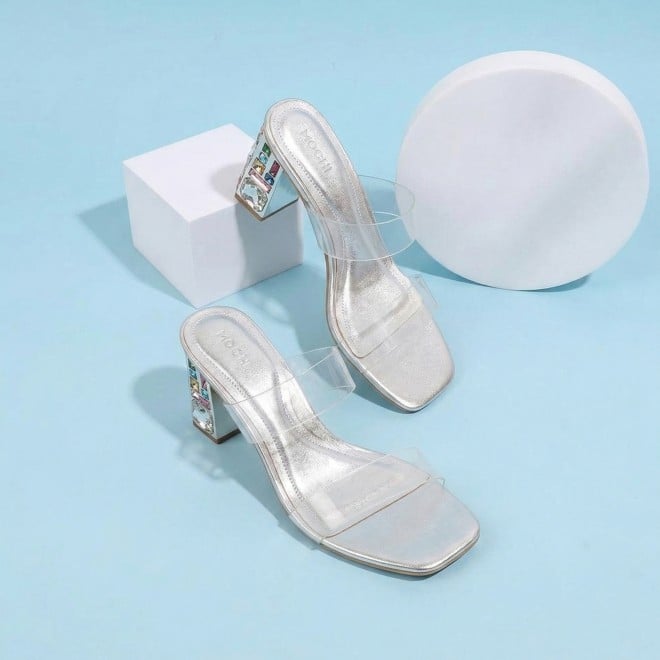 Mochi Women Silver Casual Slip Ons