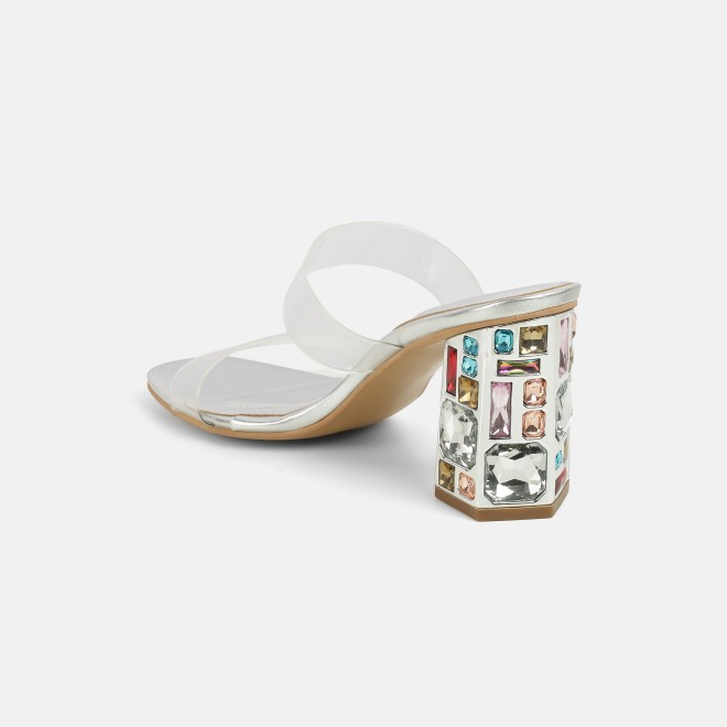 Mochi Women Silver Casual Slip Ons (SKU: 40-447-27-38)