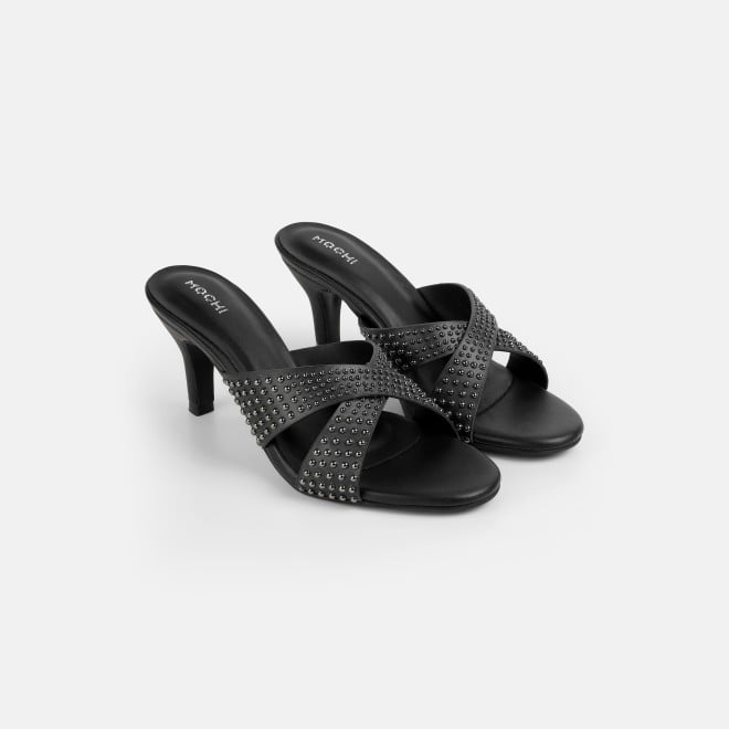 Mochi Women Black Party Slip Ons (SKU: 40-451-11-36)