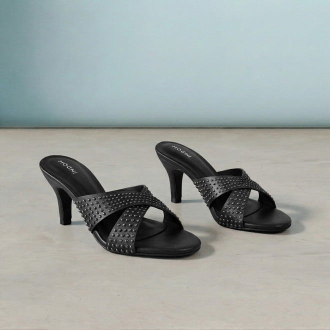 Mochi Women Black Party Slip Ons (SKU: 40-451-11-36)