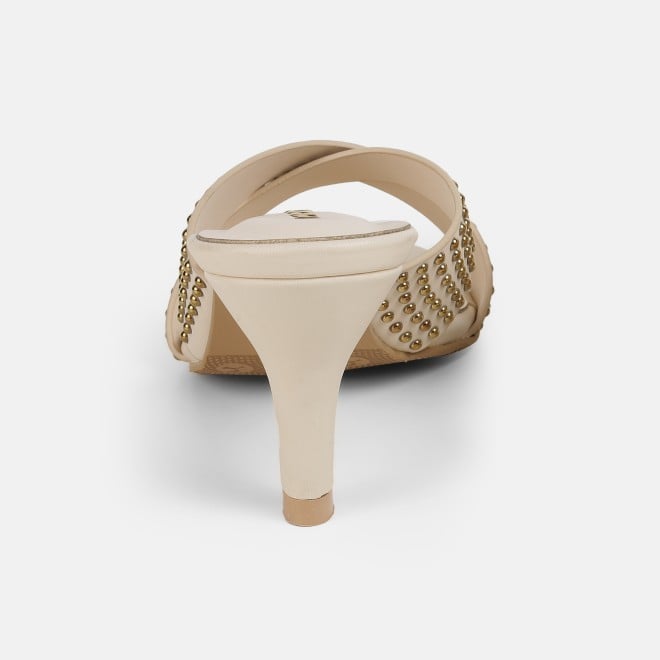 Mochi Women Beige Party Slip Ons (SKU: 40-451-20-36)