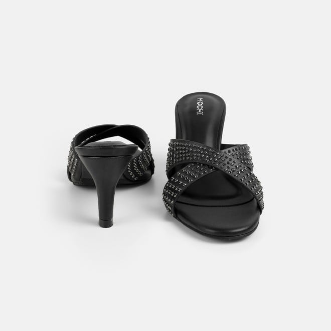 Mochi Women Black Party Slip Ons (SKU: 40-451-11-36)