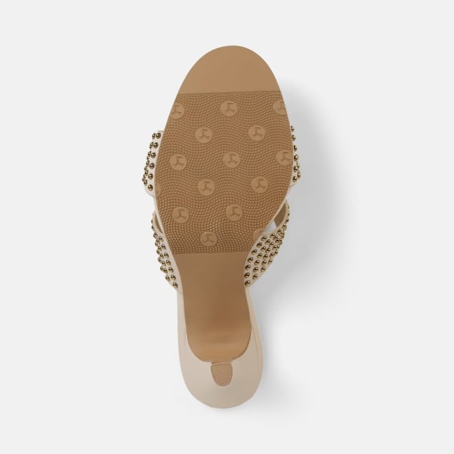 Mochi Women Beige Party Slip Ons (SKU: 40-451-20-36)