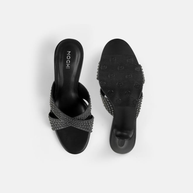 Mochi Women Black Party Slip Ons (SKU: 40-451-11-36)